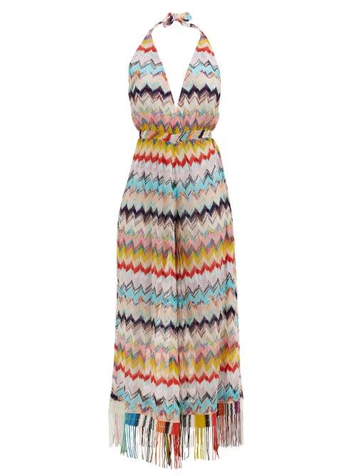 Matchesfashion.com Missoni - Zigzag-print Pointelle-knitted Jumpsuit - Womens - Multi