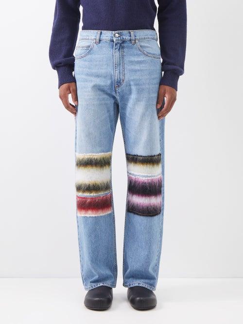 Marni - Mohair-blend Patchwork Relaxed-leg Jeans - Mens - Light Blue