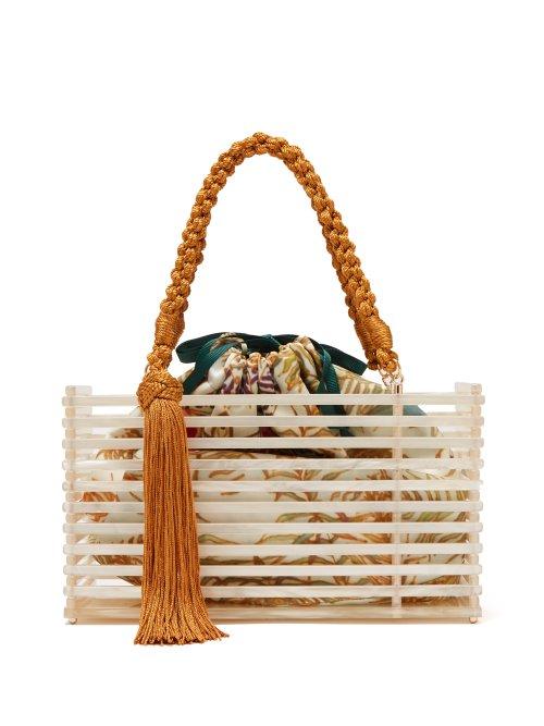 Matchesfashion.com Montunas - Guaria Tasselled Acetate Box Bag - Womens - White Multi