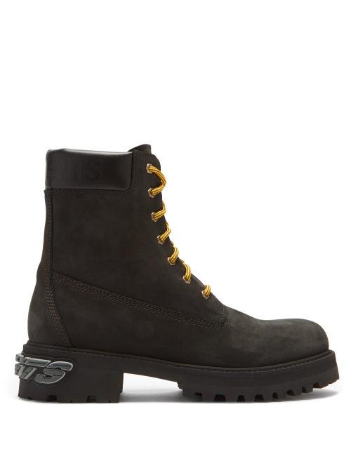 Matchesfashion.com Vetements - Logo-appliqu Nubuck Trucker Boots - Mens - Black