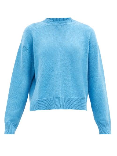 Matchesfashion.com Valentino - Dropped-sleeve Cashmere Sweater - Womens - Light Blue