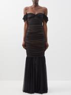 Norma Kamali - Walter Sweetheart-neck Ruched-tulle Fishtail Dress - Womens - Black