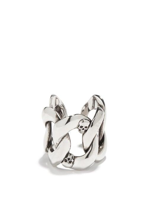 Matchesfashion.com Alexander Mcqueen - Skull Curb-link Ring - Mens - Silver