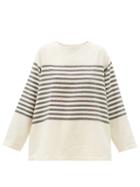 Matchesfashion.com Marrakshi Life - Breton-stripe Long-sleeve Cotton-blend T-shirt - Womens - Ivory Multi