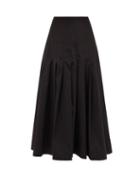 Matchesfashion.com Three Graces London - Elisha Pleated Cotton-poplin Skirt - Womens - Black
