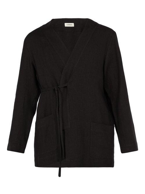 Matchesfashion.com Commas - Tie Side Linen Robe - Mens - Black