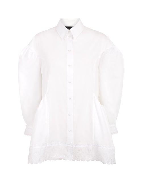 Simone Rocha - Lace-trimmed Peplum Shirt - Womens - White