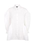 Simone Rocha - Lace-trimmed Peplum Shirt - Womens - White