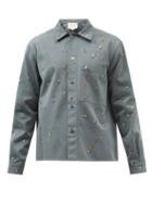 Nick Fouquet - Tancredi Paint-splatter Cotton-twill Shirt - Mens - Grey