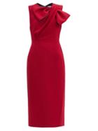 Matchesfashion.com Roksanda - Flandre Draped-bow Crepe Dress - Womens - Burgundy