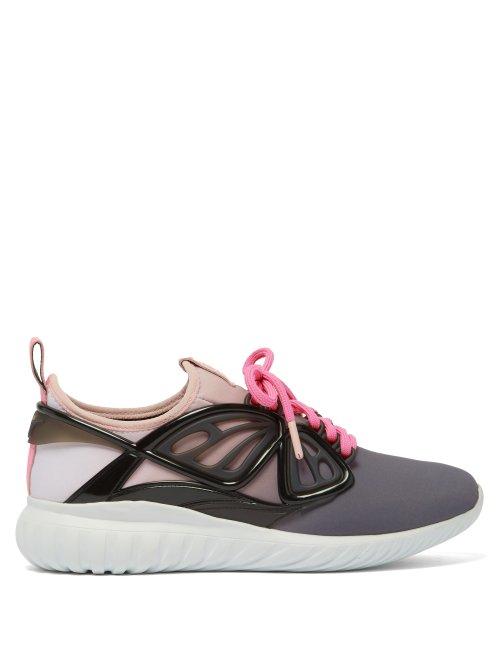 Matchesfashion.com Sophia Webster - Fly By Lace Up Scuba Trainers - Womens - Black Pink