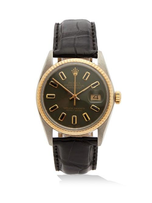 Lizzie Mandler - Vintage Rolex Oyster Onyx & 18kt Gold Watch - Womens - Green Gold