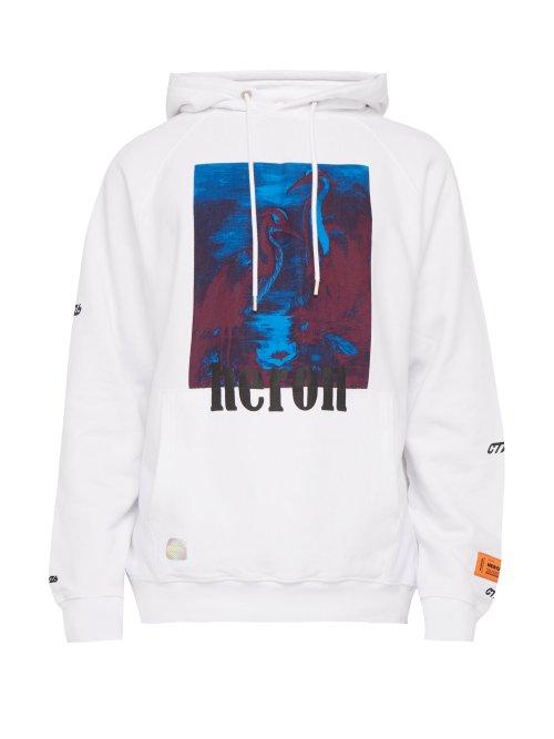 Matchesfashion.com Heron Preston - Heron Printed Cotton Hooded Sweatshirt - Mens - White