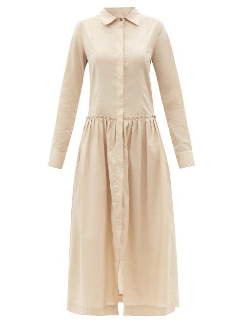 Ladies Beachwear Three Graces London - Kaia Dropped-waist Cotton Shirt Dress - Womens - Beige