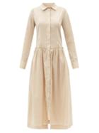 Ladies Beachwear Three Graces London - Kaia Dropped-waist Cotton Shirt Dress - Womens - Beige