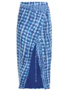 Matchesfashion.com Altuzarra - Cicero Gingham Silk Crepe De Chine Pencil Skirt - Womens - Blue Multi