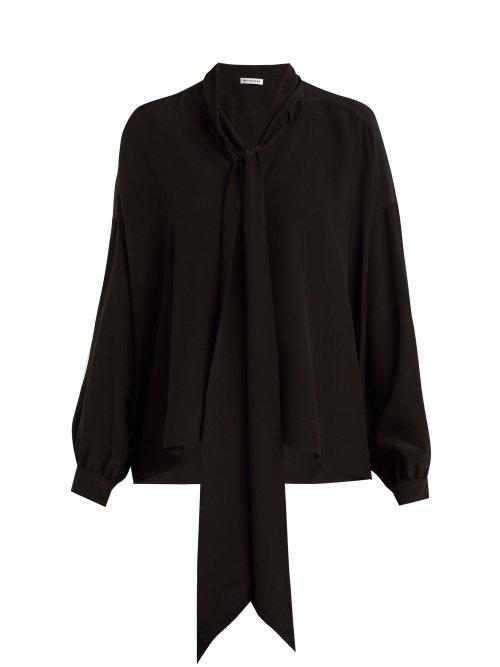 Matchesfashion.com Balenciaga - Silk Crepe De Chine Blouse - Womens - Black