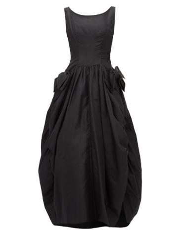 Matchesfashion.com William Vintage - Christian Dior London Side Bow Gathered Gown - Womens - Black