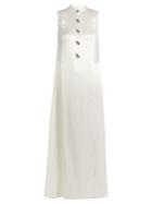 Lanvin Embellished-button Sheer-panel Satin Gown