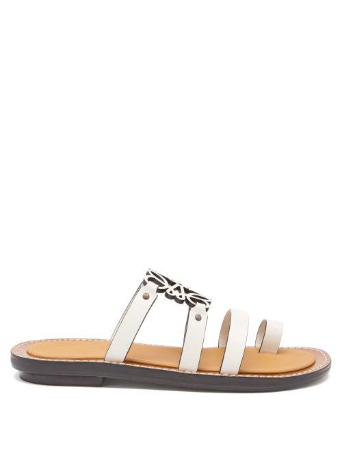 Loewe - Anagram Leather Sandals - Womens - White