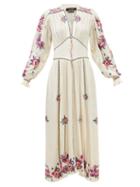 Isabel Marant - Moyrae Rose-embroidered Silk-voile Dress - Womens - Ivory Multi