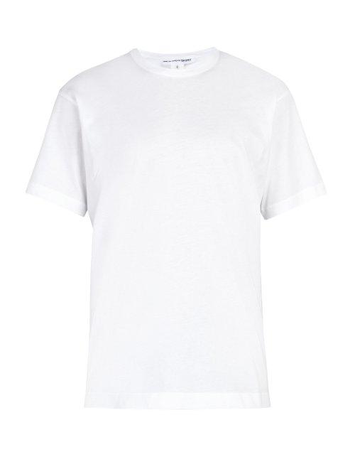 Matchesfashion.com Comme Des Garons Shirt - Crew Neck Logo Print Cotton Jersey T Shirt - Mens - White
