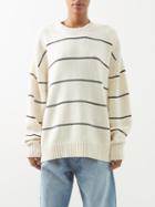 Raey - Displaced-sleeve Organic-cotton Blend Sweater - Womens - Ivory Multi