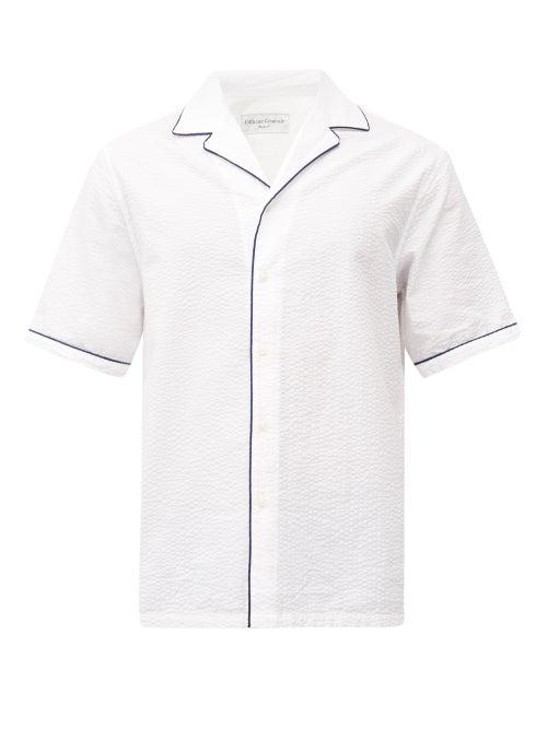 Matchesfashion.com Officine Gnrale - Eren Piped Cotton-seersucker Shirt - Mens - White