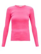 Matchesfashion.com Balenciaga - Crew Neck Rib Knitted Sweater - Womens - Pink