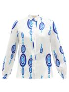 Ladies Beachwear Themis Z - Kyklos Abstract-print Silk Blouse - Womens - White Multi