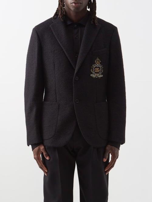Dolce & Gabbana - Sicilia-fit Logo-appliqu Wool-blend Suit Jacket - Mens - Black