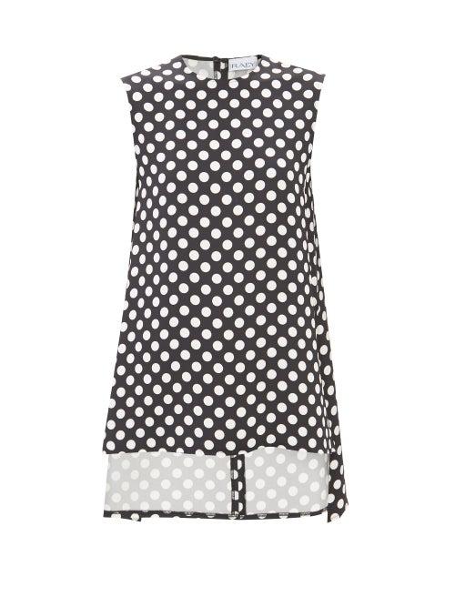 Raey - Spot-print Split-side Silk Top - Womens - Black Print