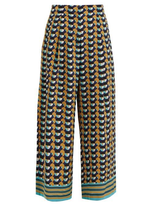Matchesfashion.com Etro - Shambala Circle Print Silk Culottes - Womens - Yellow Multi