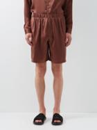 Albus Lumen - Silk-satin Shorts - Mens - Brown