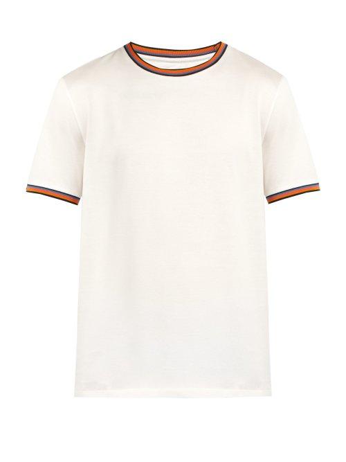 Matchesfashion.com Paul Smith - Artist Striped Trim Cotton T Shirt - Mens - White