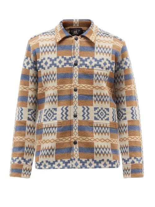 Rrl - Graphic-patterned Wool-blend Shirt - Mens - Beige Multi