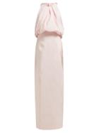 Matchesfashion.com Calvin Klein 205w39nyc - Gathered Neck Silk Faille Gown - Womens - Light Pink
