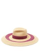Matchesfashion.com Lola Hats - Vertigo Striped Raffia Hat - Womens - Burgundy Beige