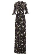 Matchesfashion.com Erdem - Farrell Floral-print Satin-jersey Dress - Womens - Black Print