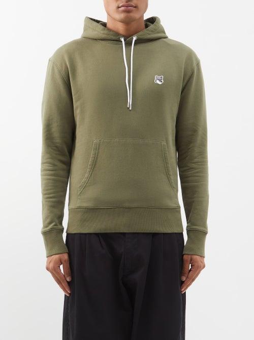Maison Kitsun - Fox Head-patch Cotton-jersey Hoodie - Mens - Khaki