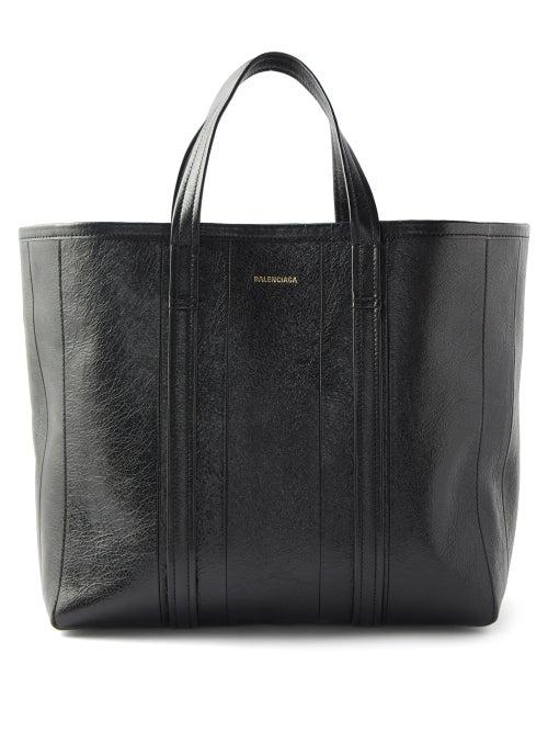 Balenciaga - Barbes M Crinkled-leather Tote Bag - Womens - Black