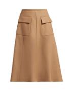 Matchesfashion.com Rochas - A Line Wool Felt Midi Skirt - Womens - Light Brown