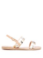 Matchesfashion.com Ancient Greek Sandals - Disc Sequin Leather And Cotton Sandals - Womens - Silver Gold