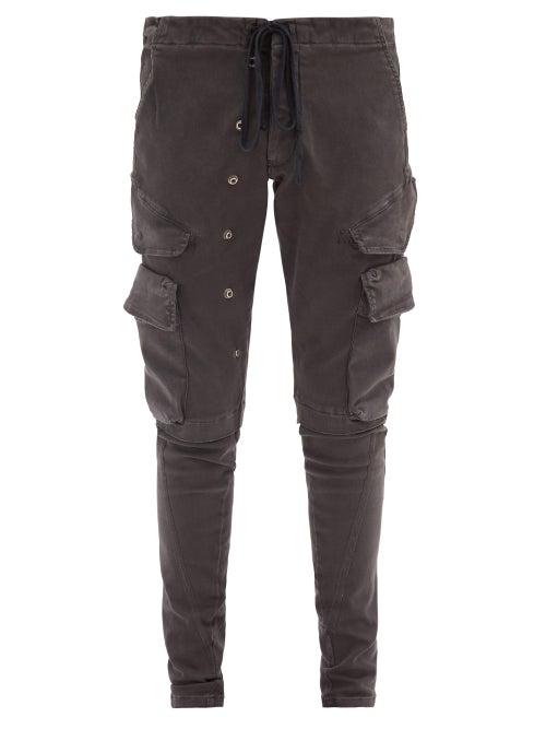 Matchesfashion.com Greg Lauren - Drawstring-waist Cotton-blend Denim Cargo Trousers - Mens - Black