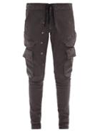 Matchesfashion.com Greg Lauren - Drawstring-waist Cotton-blend Denim Cargo Trousers - Mens - Black