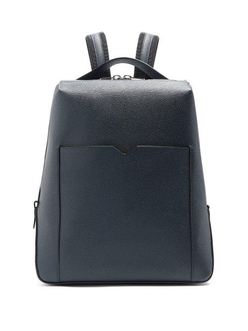 Matchesfashion.com Valextra - Grained Leather Backpack - Mens - Navy
