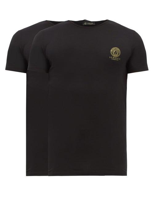 Matchesfashion.com Versace - Pack Of Two Medusa Print Jersey T Shirts - Mens - Black