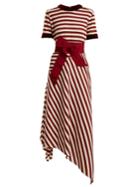 Johanna Ortiz Asymmetric Striped Waffle-knit Dress