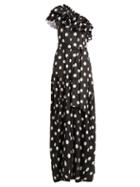 Matchesfashion.com Caroline Constas - Rhea Ruffled Cotton Blend Dress - Womens - Black White