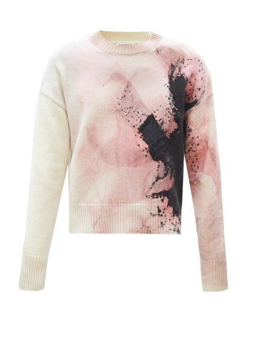 Alexander Mcqueen - Floral Splatter Wool-blend Sweater - Mens - Pink White